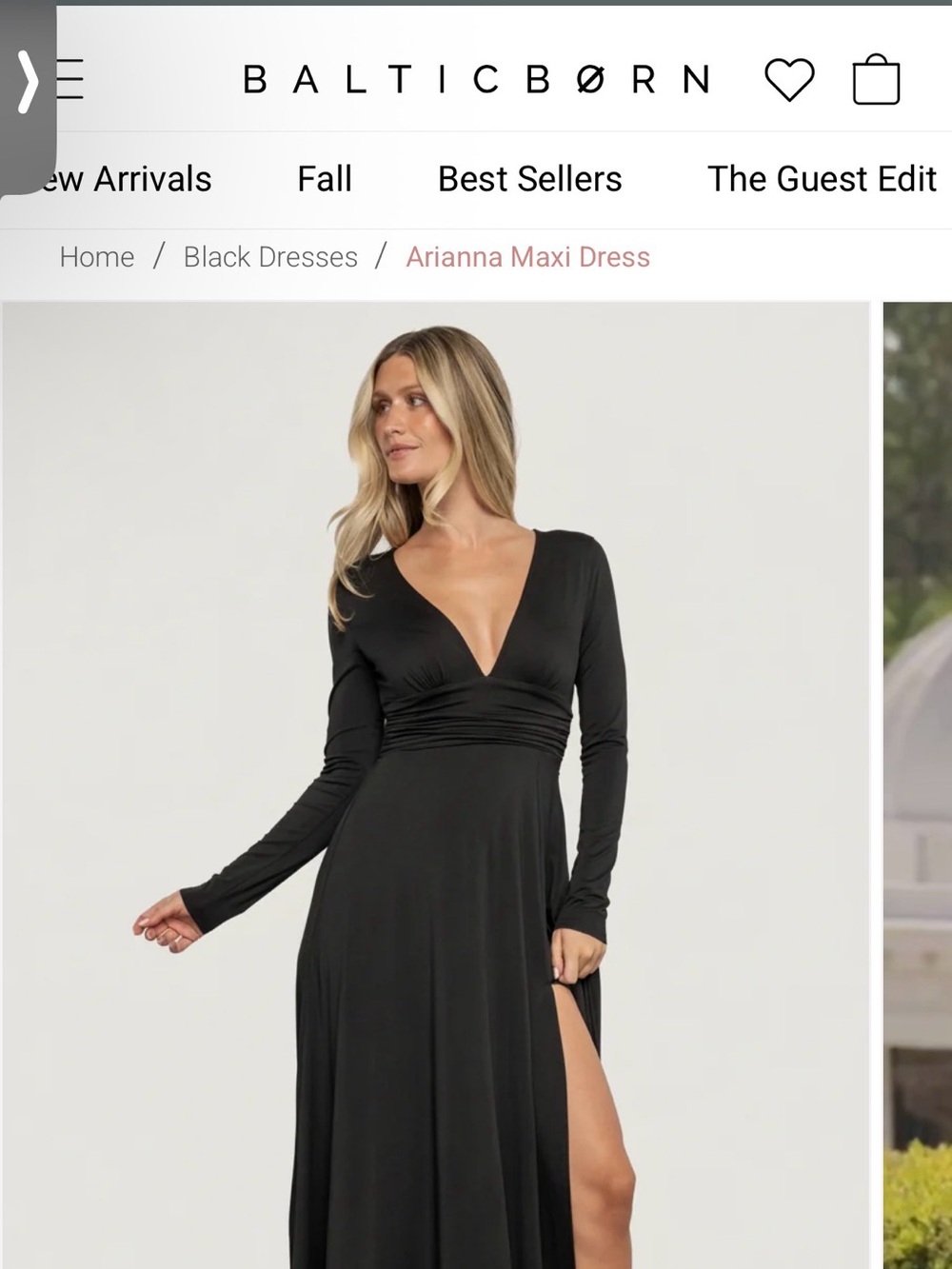 Baltic Born Black Arianna V-Neck Maxi Dress long sleeve